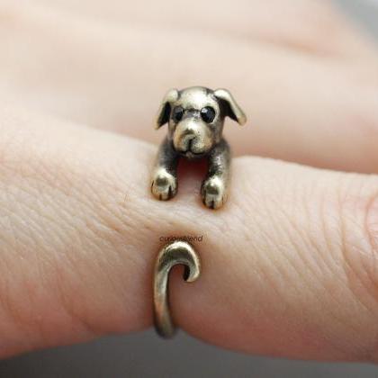 Adjustable Cute Puppy Ring ,animal Ring,dog Ring, Antique Tone Jewelry ...