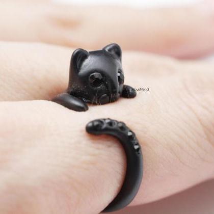 Adjustable Cute Black Kitty Cat With Black Cubic..