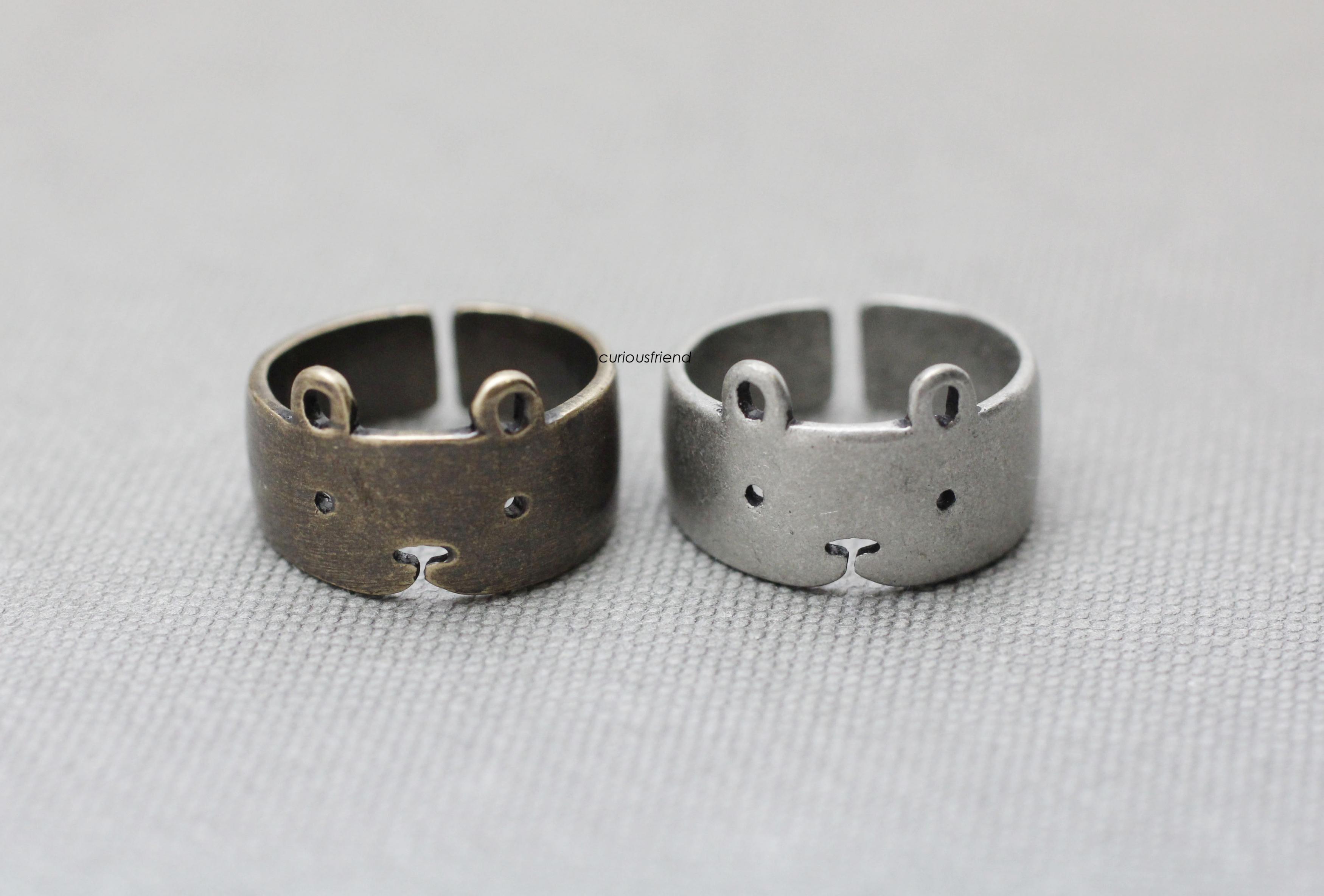 Adjustable Cute Teddy Bear Ring , Animal Ring,bear Face,antique Tone ...